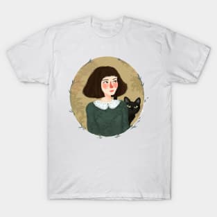 Girl and black cat T-Shirt